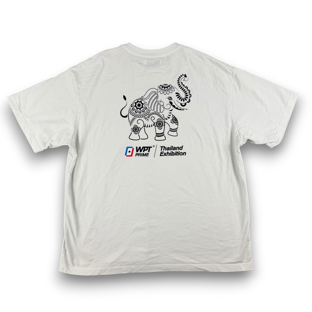 Original WPT World Poker Tour T-Shirt Mens‎ L White Thailand Exhibition Elephant - Picture 5 of 12